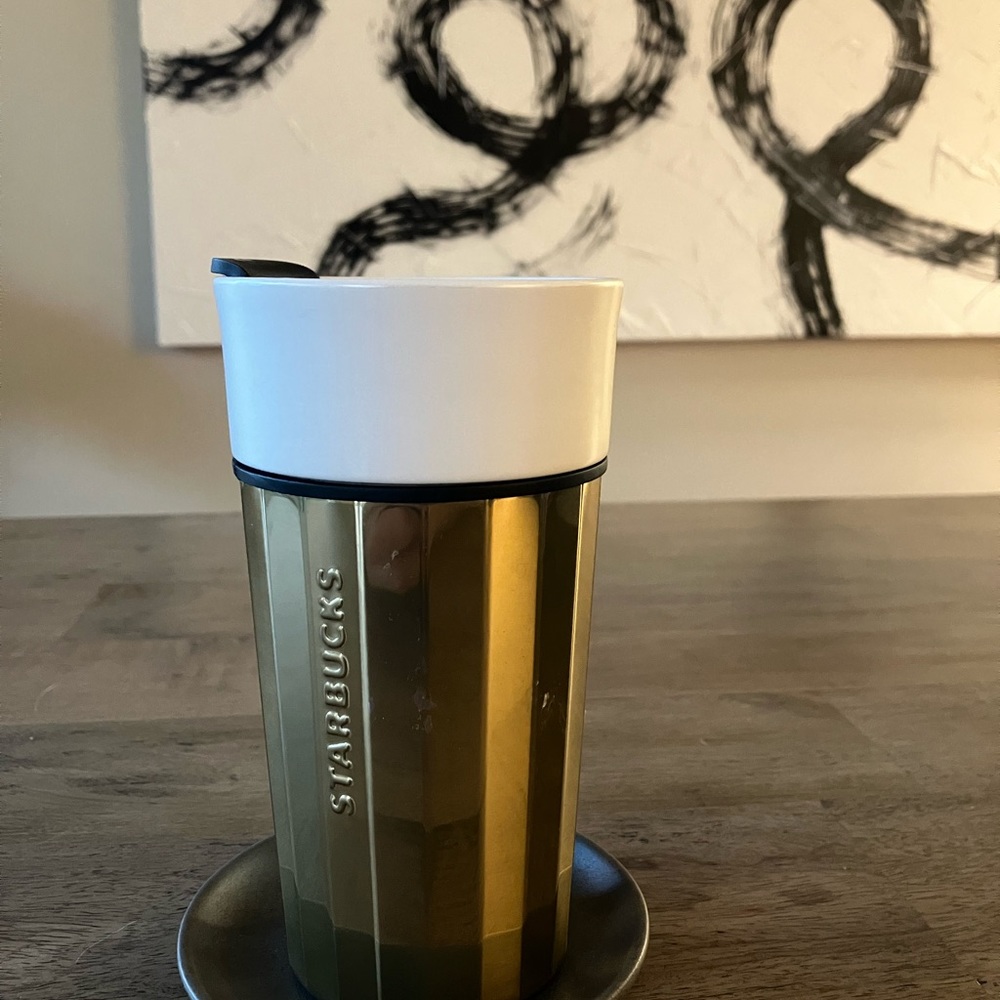 Starbucks 2015 Ceramic - Gold Stainless Steel Double Wall Travel Tumbler